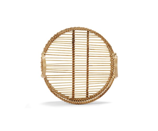 Bandeja de bambú redonda con asas