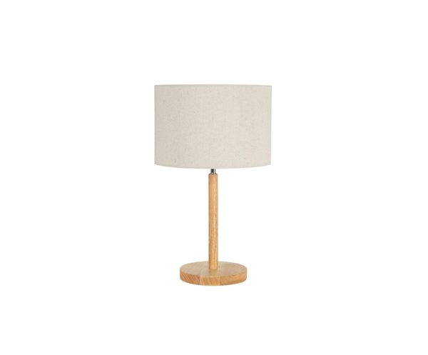 Lámpara de mesa moderna madera y lino