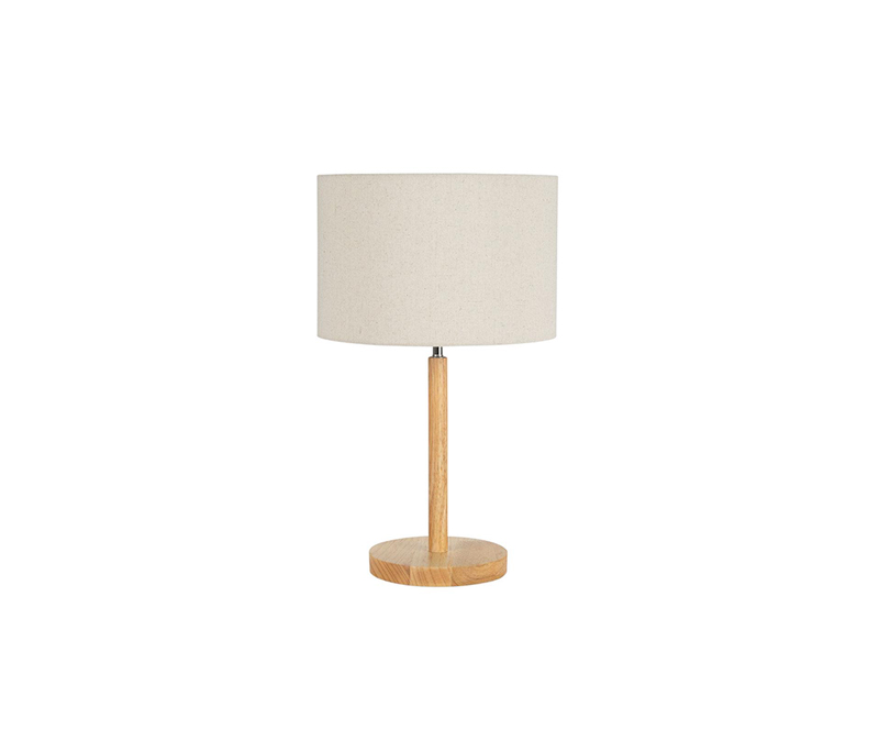 Lámpara de mesa moderna madera y lino
